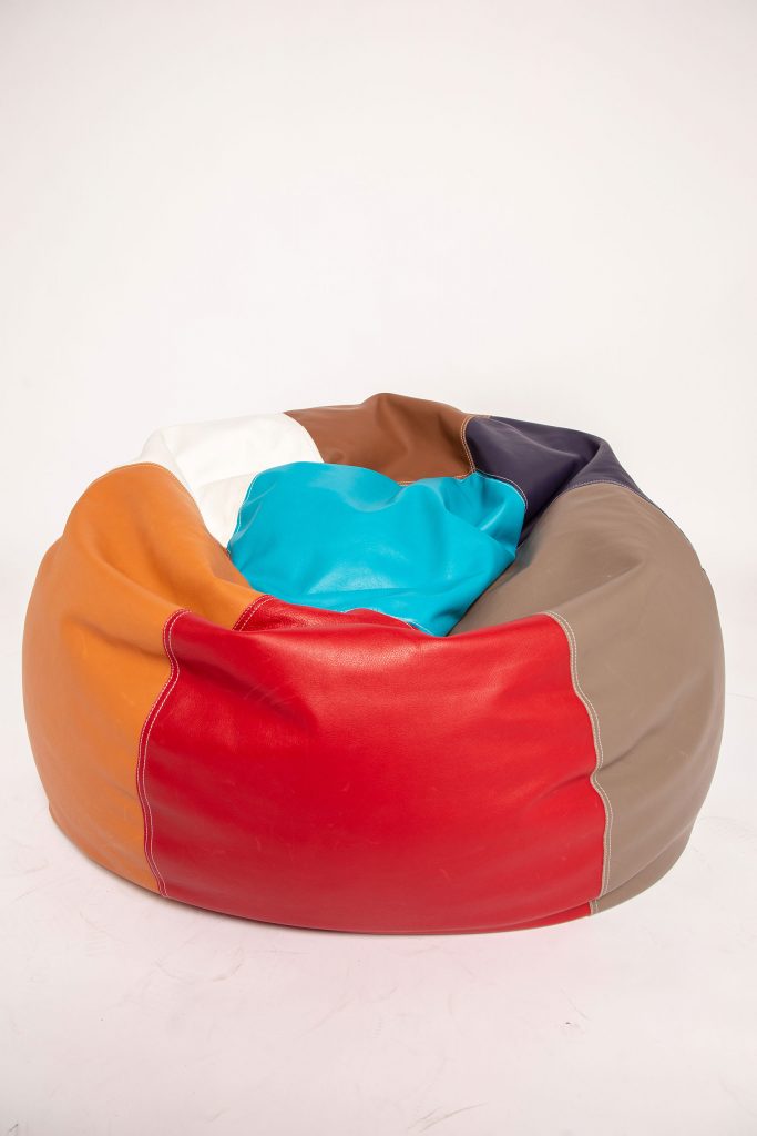 Product image of medium patch pouf ROTWBPG made from cow-hide leather