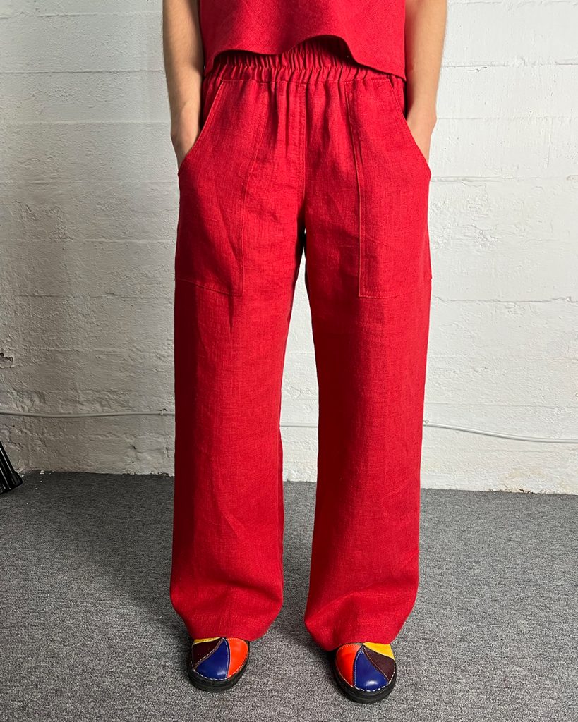Product image of Wide-leg Red Linen Pants