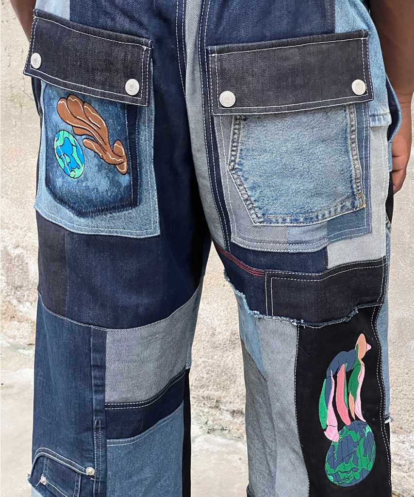 Product image of J-17 TROUSER crafted with fragments of SECOND-HAND jeans in collaboration w/ williwilli & Studio Robuche